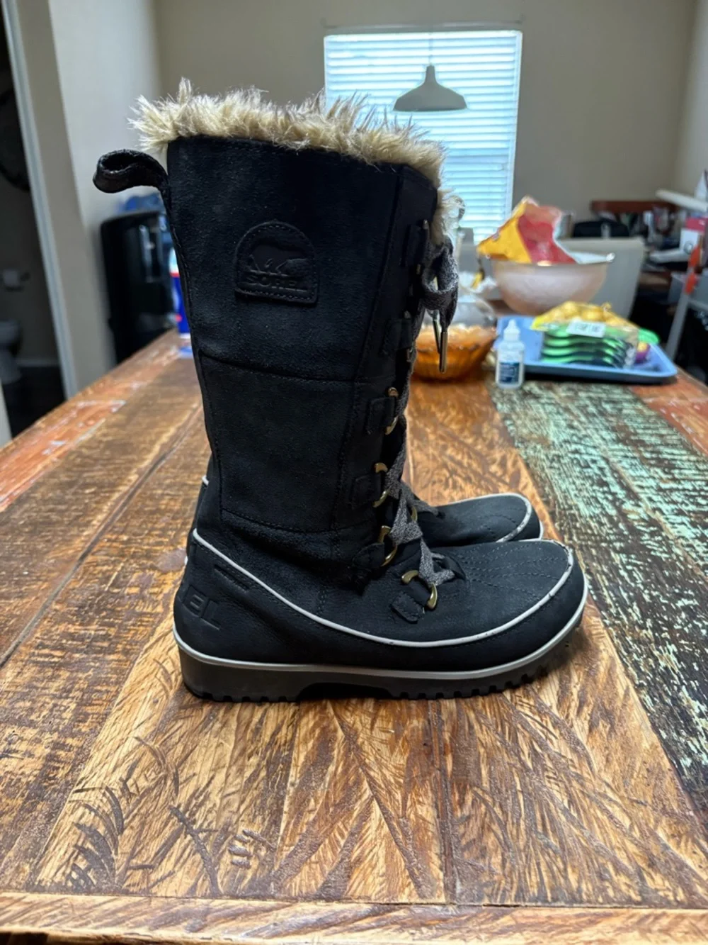 SOREL Sorel Tivoli High II Premium Black Suede Leather Fur Lined Tall Boots Sz 8
